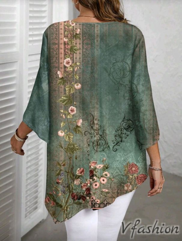 Асиметрична туника с винтидж принт