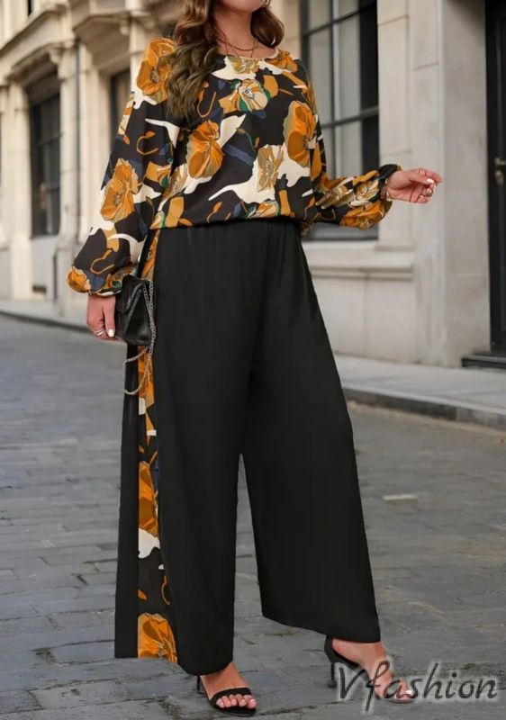 Комплект панталон и блуза на цветя
