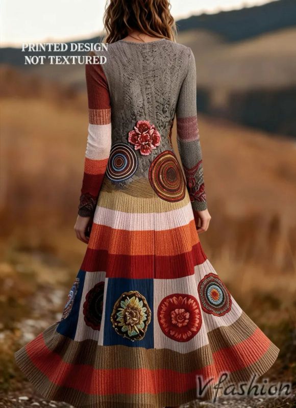 Еластична рокля с бохо принт