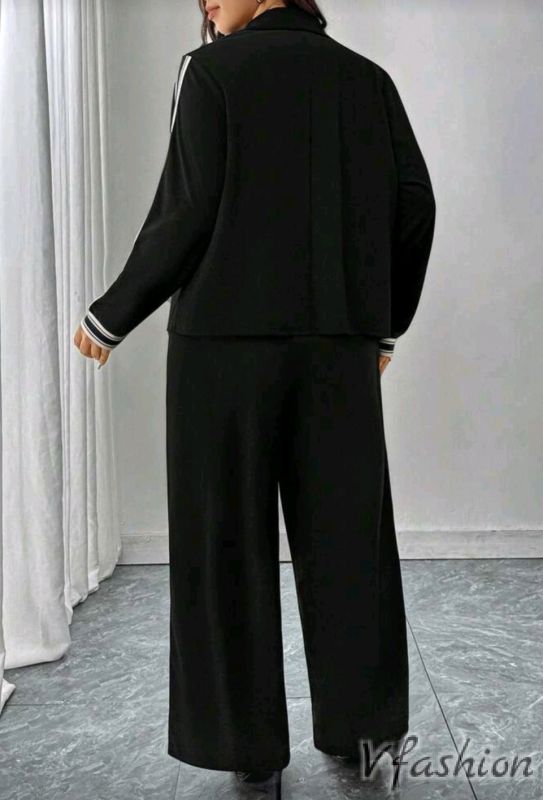 Комплект панталон и сако с бели ленти