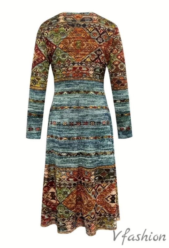 Еластична рокля с винтидж принт