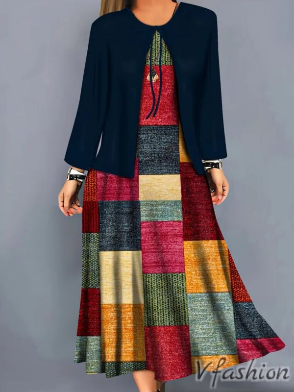 Комплект рокля с принт и наметка