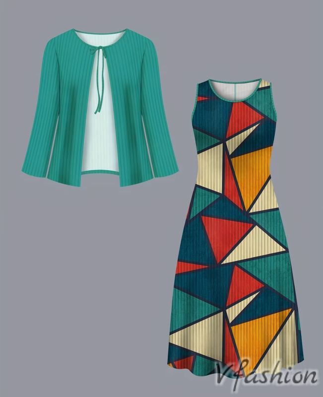 Комплект цветна рокля и наметка