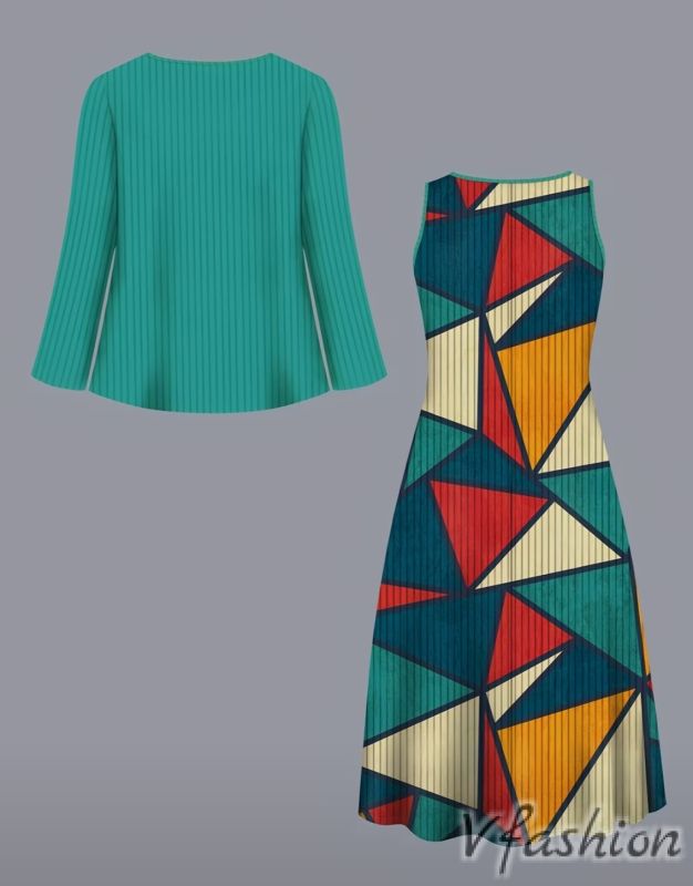 Комплект цветна рокля и наметка