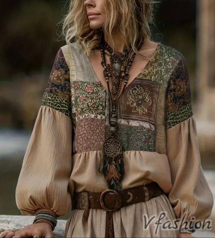 Блуза в бохо стил с акценти