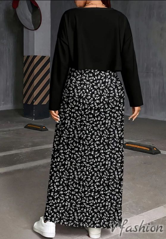 Комплект рокля на цветчета и блуза