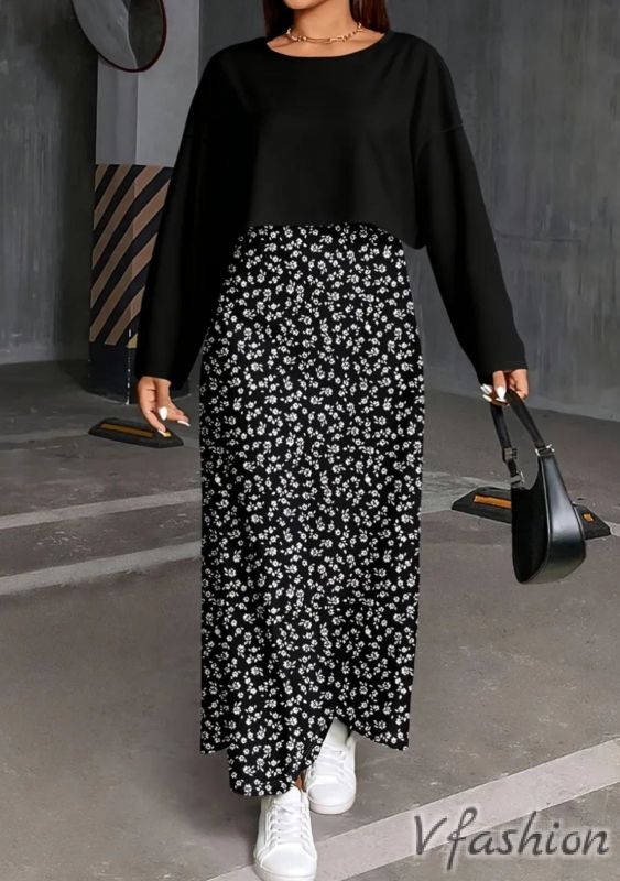 Комплект рокля на цветчета и блуза