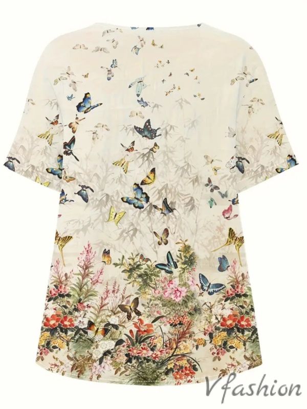 Блуза с принт пеперуди