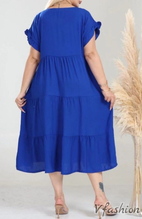 Разкроена рокля - синя