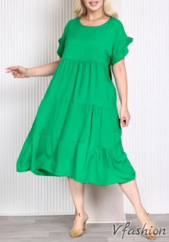 Разкроена рокля - зелена