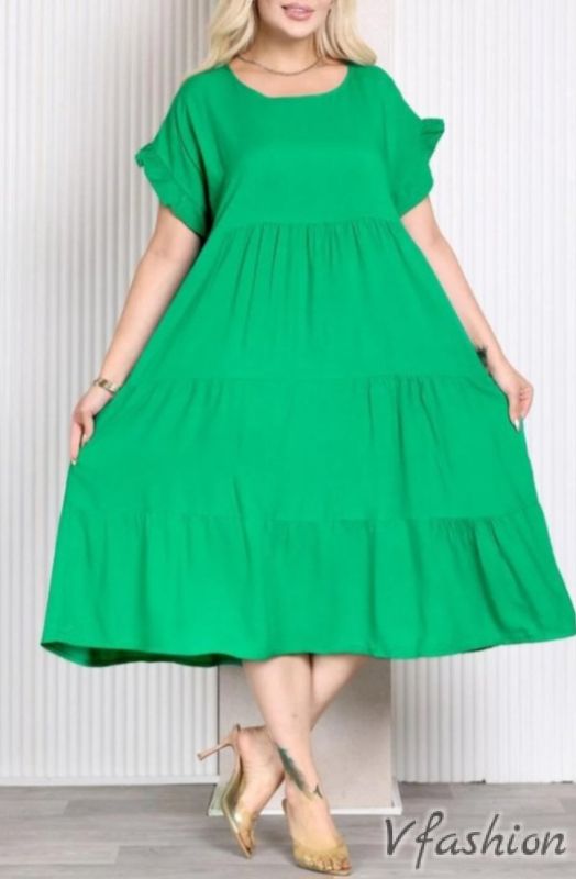 Разкроена рокля - зелена