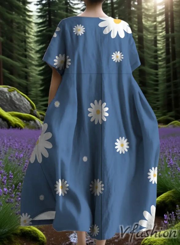 Рокля на маргаритки с джобове