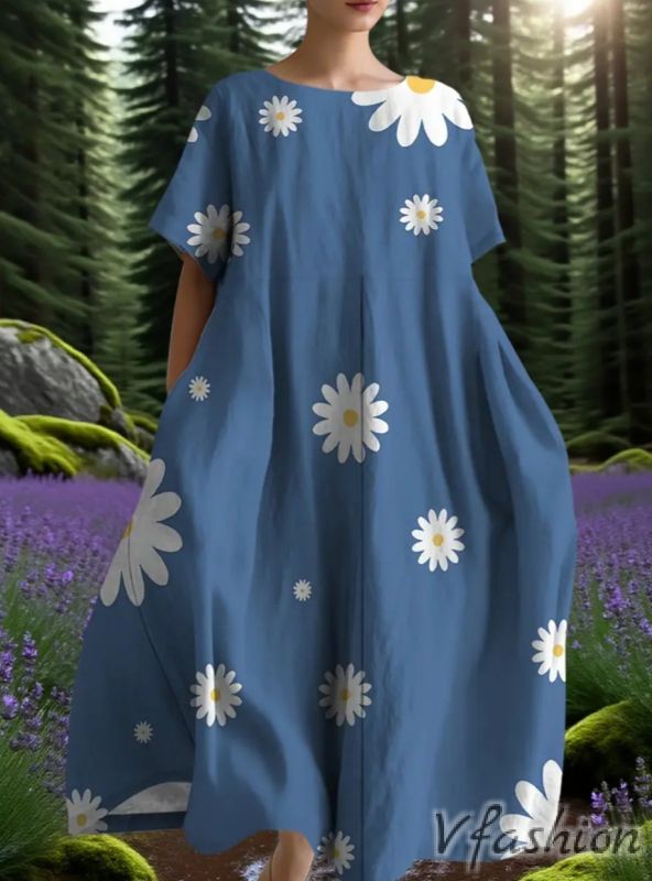 Рокля на маргаритки с джобове