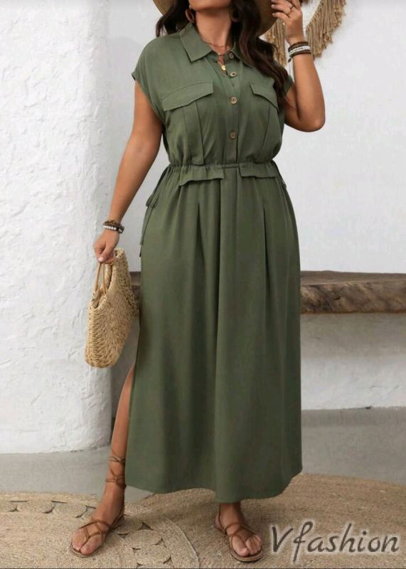 Рокля с копчета - зелена