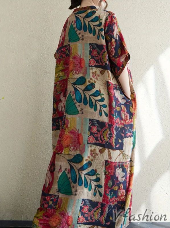 Дълга рокля с бохо принт