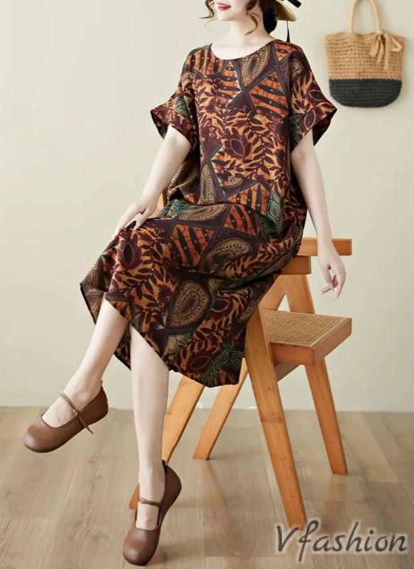 Рокля с джобове и бохо принт