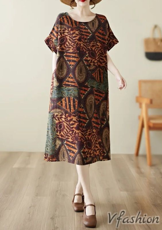 Рокля с джобове и бохо принт