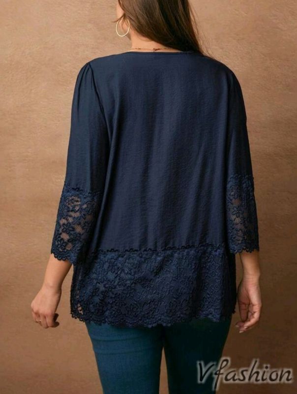 Риза с дантела - синя