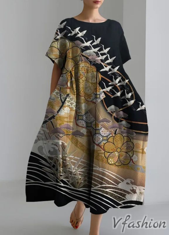 Рокля с джобове и принт