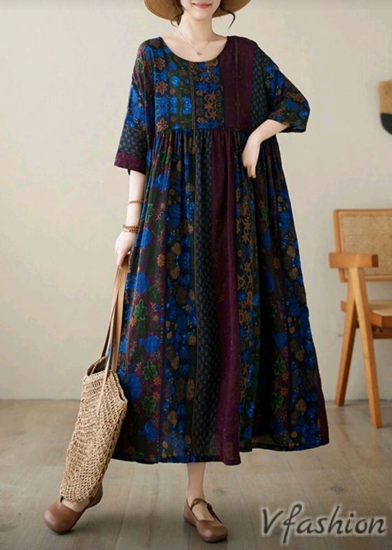 Разкроена рокля с бохо принт