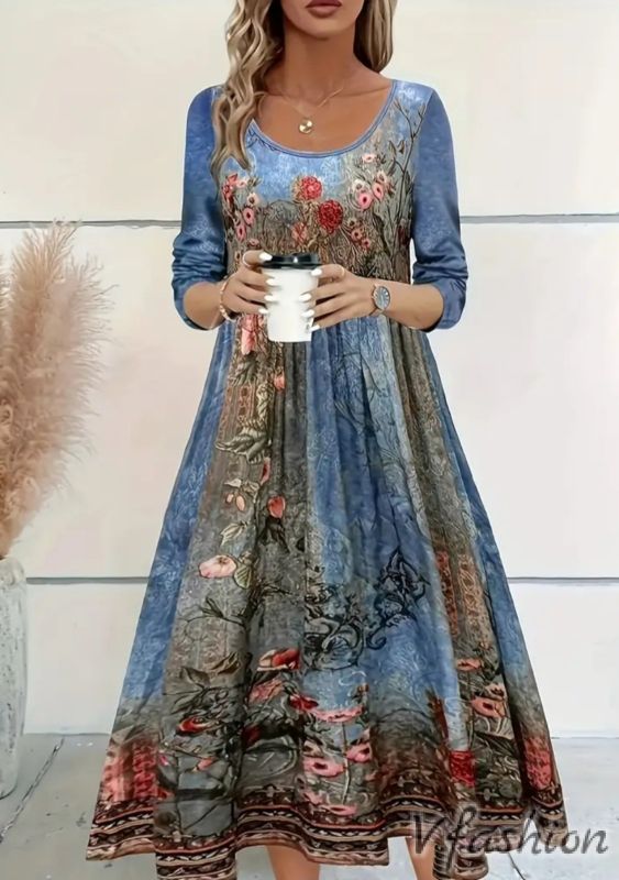 Еластична рокля с винтидж принт