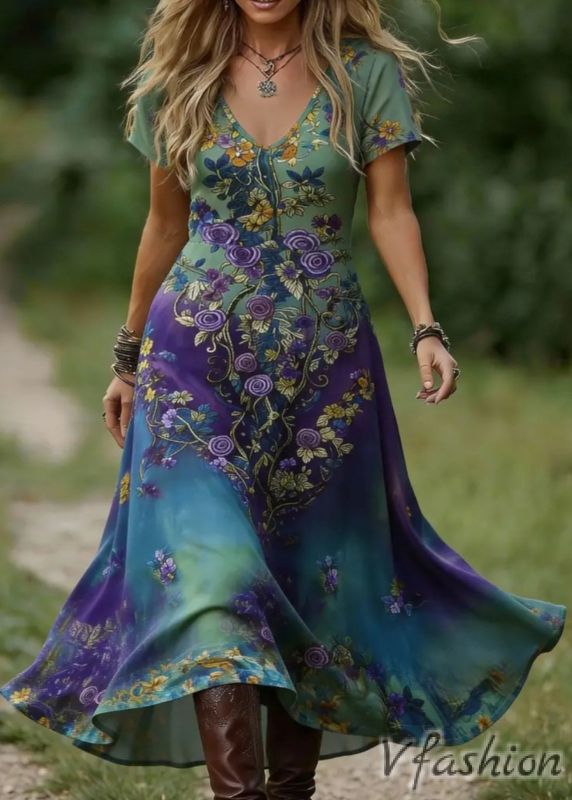 Еластична рокля с принт цветя