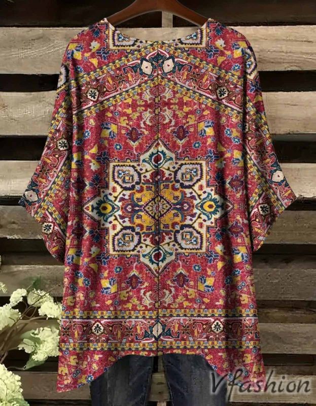 Еластична блуза с бохо принт