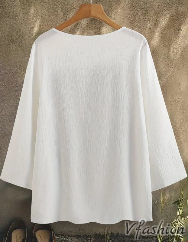 Блуза с бродерии - бяла