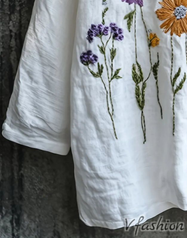 Блуза с бродерии - бяла