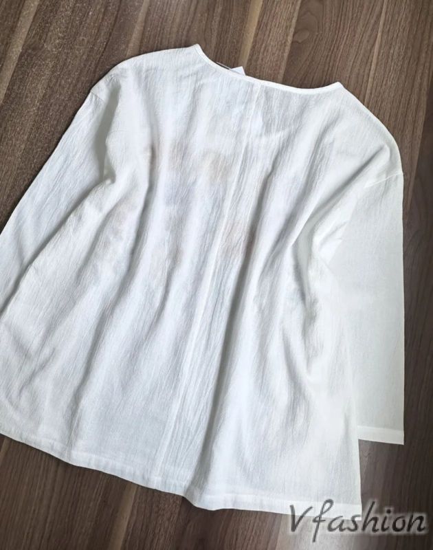 Блуза с бродерии - бяла