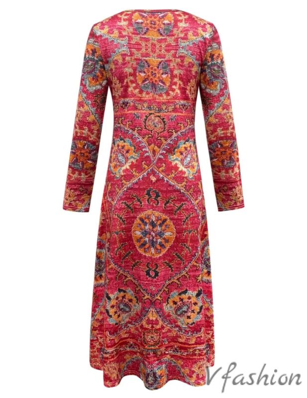 Еластична рокля с бохо принт