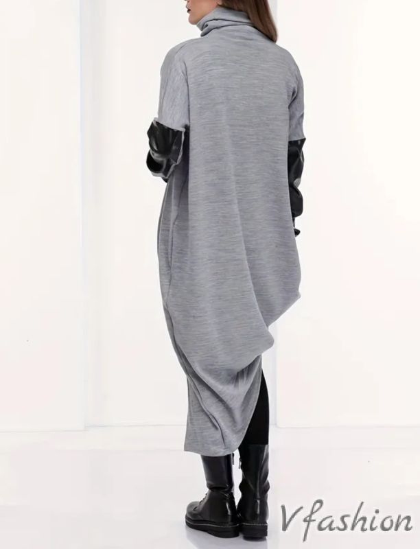 Връхна дреха с кожени детайли