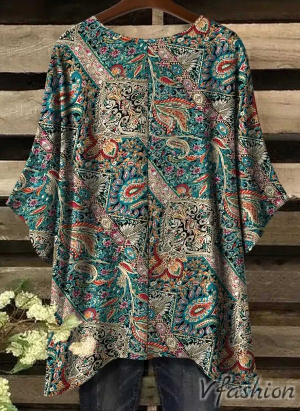 Еластична блуза с пейсли принт