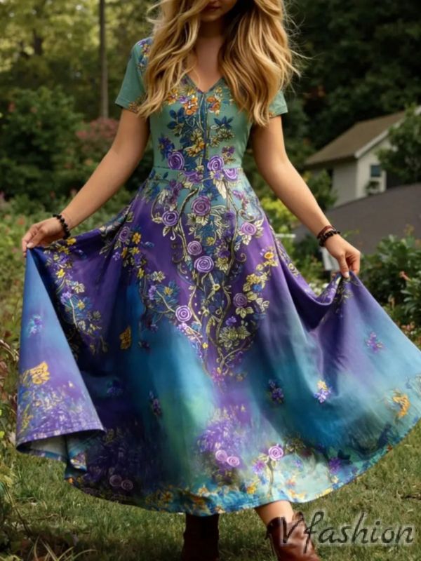 Еластична рокля на цветя 