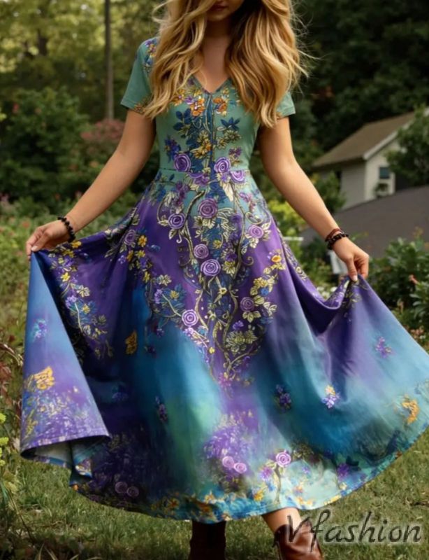 Еластична рокля на цветя 