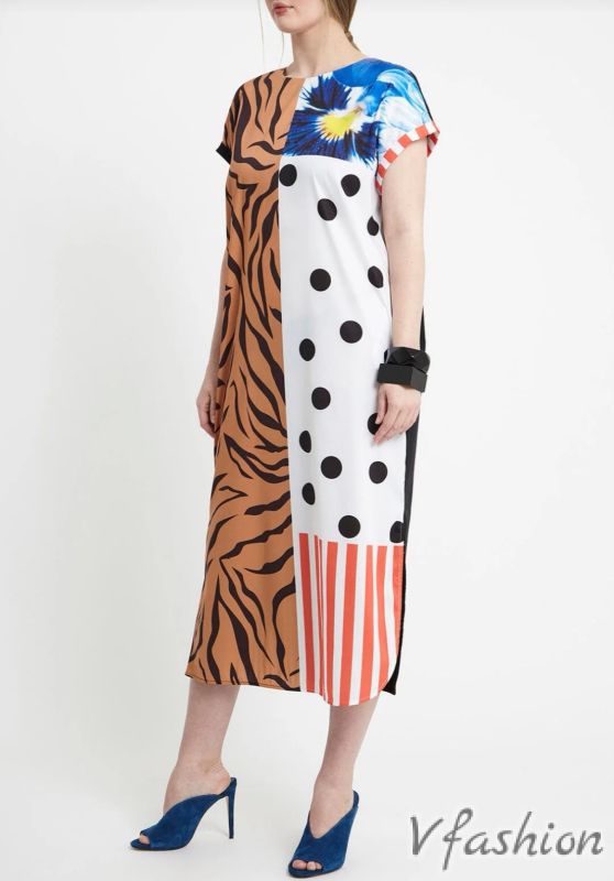 Цветна рокля с джобове