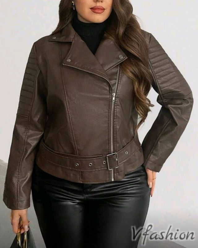Яке от еко кожа - кафяво
