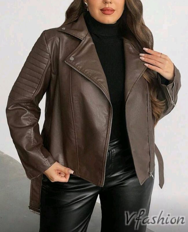 Яке от еко кожа - кафяво