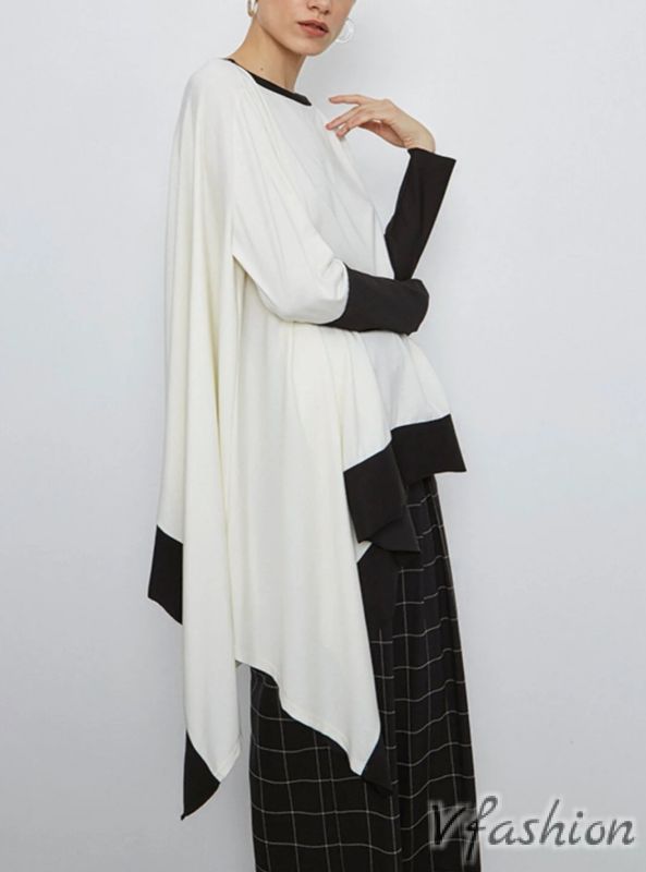 Асиметрична блуза - бяло и черно