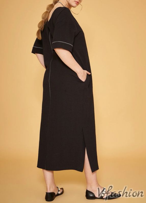 Дълга рокля с гердан - черна