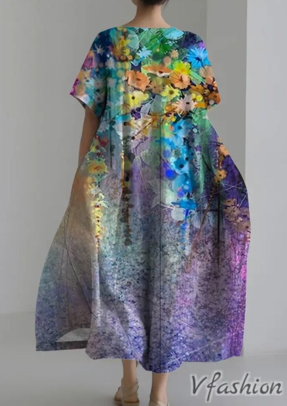 Лятна рокля с джобове на цветя