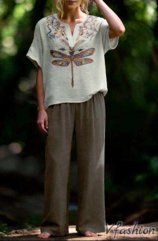 Комплект панталон и блуза с принт