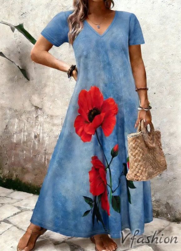 Дълга рокля с макове