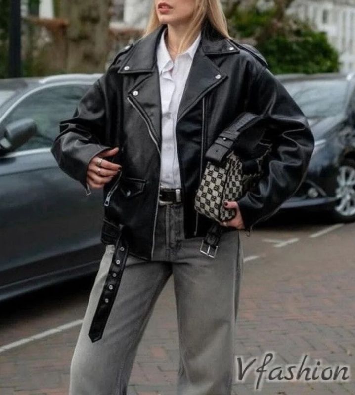 Яке от еко кожа с колан