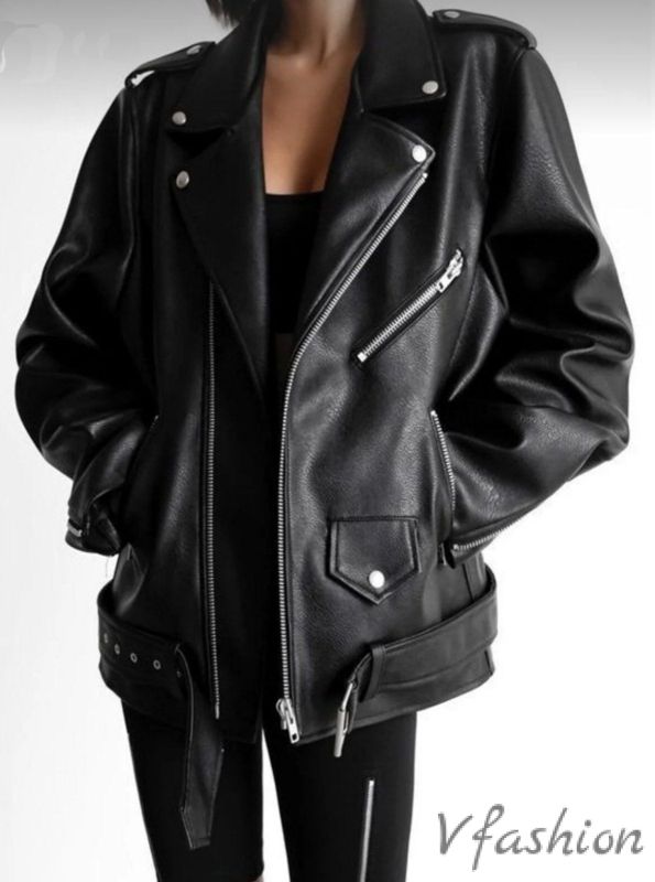 Яке от еко кожа с колан