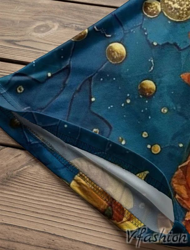 Еластична блуза на цветя - синя