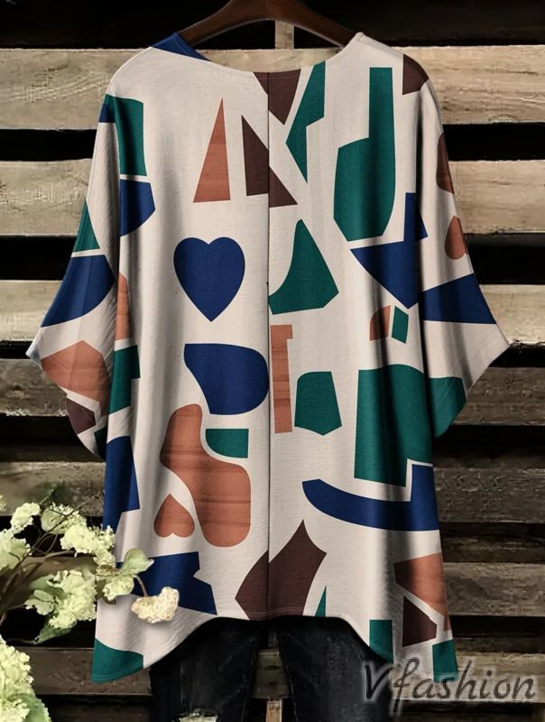 Еластична блуза с геометричен принт