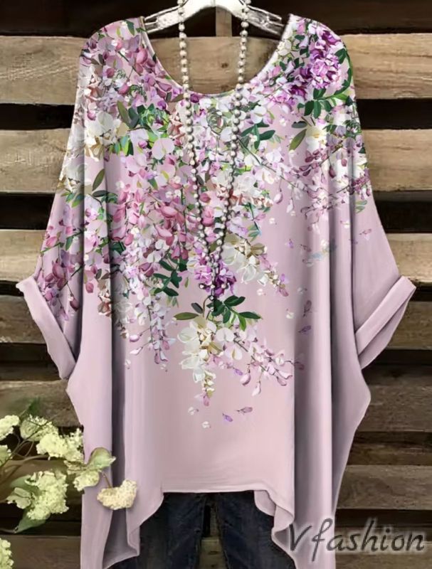 Еластична блуза с принт нежни цветя