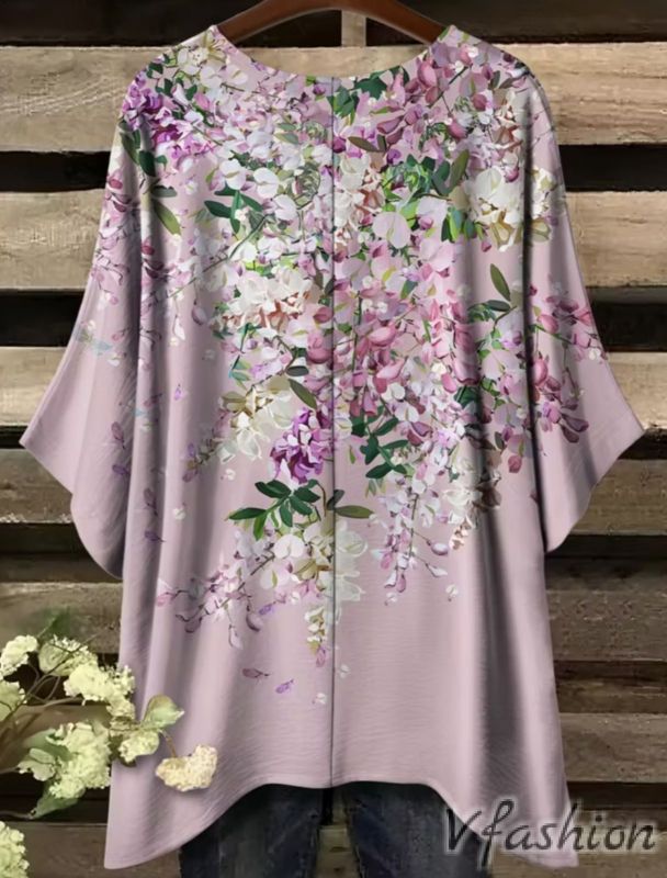 Еластична блуза с принт нежни цветя