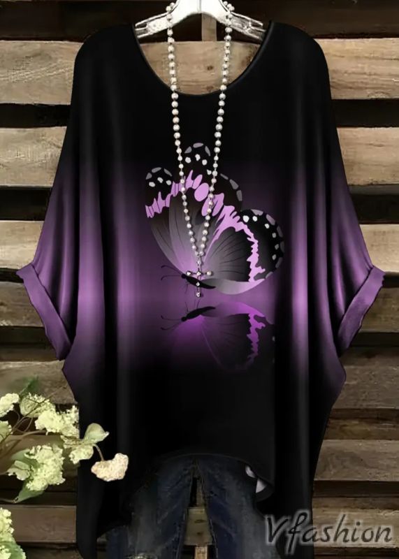 Еластична блуза с принт пеперуда